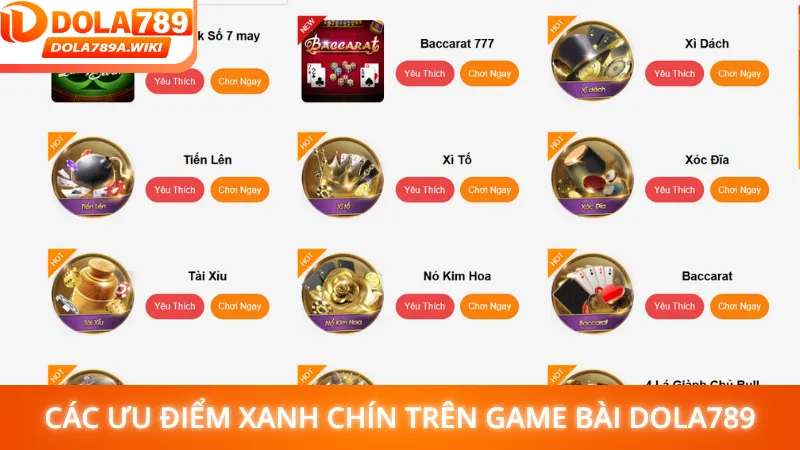 Các ưu điểm xanh chín trên game bài Dola789